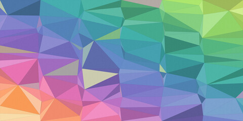 Obraz premium Abstract polygonal pattern in pastel blue, green, purple, and orange creates a modern, creative backdrop with soft geometric texture and space for text.