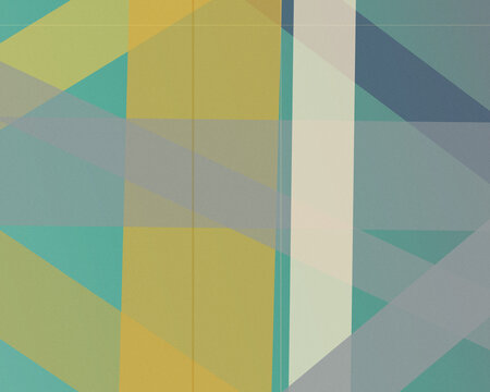 Abstract geometric background with teal, yellow, and blue shapes and soft texture, ideal for modern presentations, web design, and marketing with copy space.