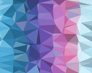 Obraz premium Abstract geometric polygon pattern fills the frame with blue, purple, and pink facets, creating a modern tech-style backdrop for design, branding, and presentations.