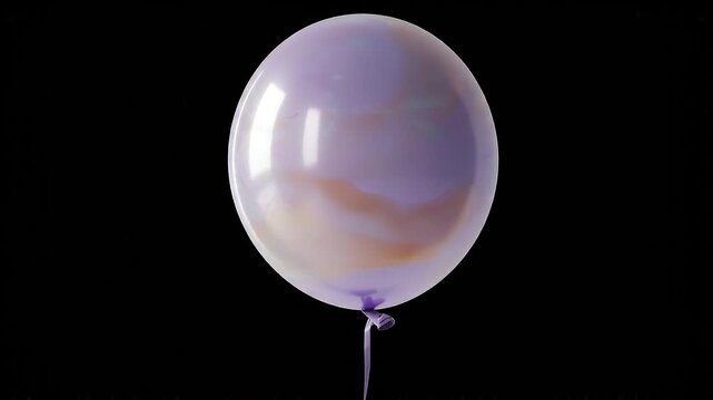 Purple balloons floating and deflating in a horizontal video sequence
