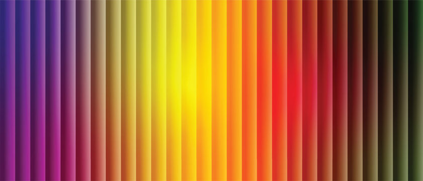 Vertical gradient stripes pattern, rainbow spectrum background, with soft light, and shadow effects, on parallel cylindrical columns