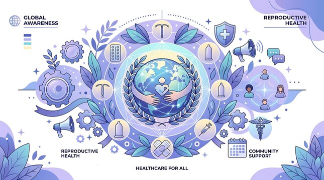 Global Reproductive Health and Contraception Infographic Illustration