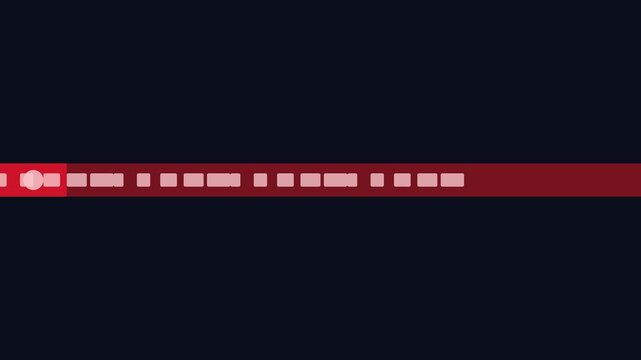Minimalist red loading bar progress animation with 4k white dot indicator for digital interface and user experience projects