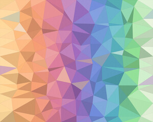 Fototapeta premium Vibrant low-poly geometric background with a pastel rainbow gradient, creating a modern, friendly mood for design, branding, and digital project backdrops.
