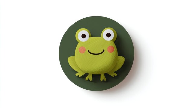 Circular frog icon with cartoon design