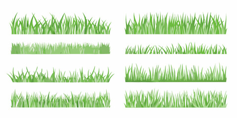 Vibrant Green Grass Strips Vector Illustration Against White Background © ShambhuNath