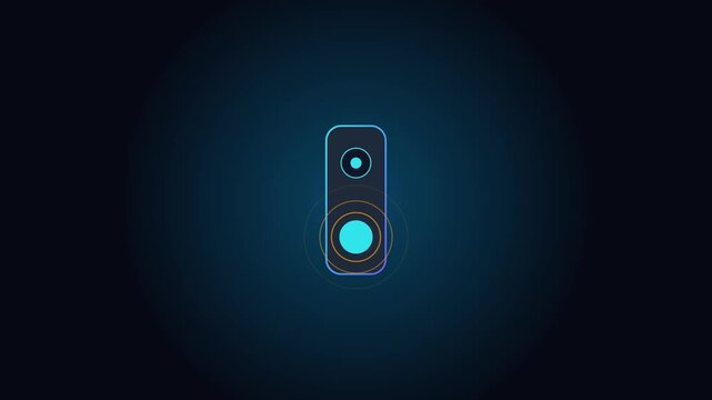Minimalist smart doorbell animation with pulsing notification signal on dark 4k background, home security