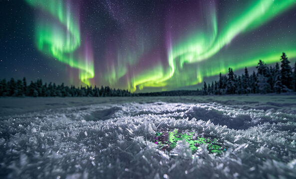 Aurora Over Ice Crystals