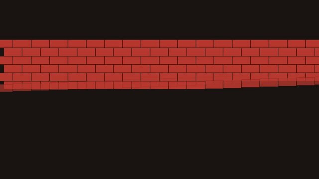 Red brick wall construction animation building blocks motion 4k motion masonry