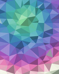 Obraz premium Colorful geometric polygon abstract background with teal, blue, purple, and pink facets, creating a modern tech-inspired mood for website and poster design.