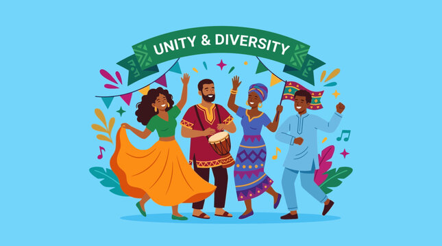 Diverse People Celebrating Unity and Cultural Diversity Illustration