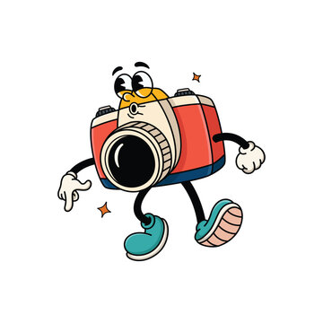 Cool Camera Mascot Whistling Illustration