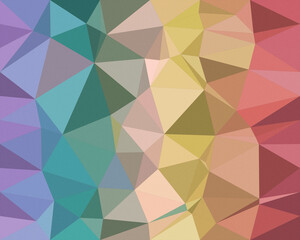 Obraz premium Pastel polygon background with layered geometric triangles and facets, creating a modern colorful low-poly look, ideal for flyers, presentations, and banners with space.