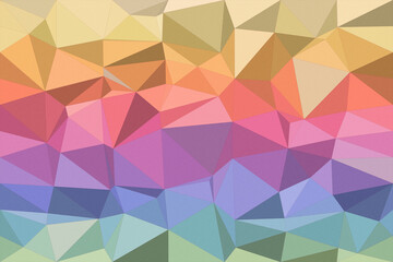 Fototapeta premium A polygonal abstract geometric pattern in soft pastel multicolor hues creates a modern, creative backdrop with ample space for text and design use.