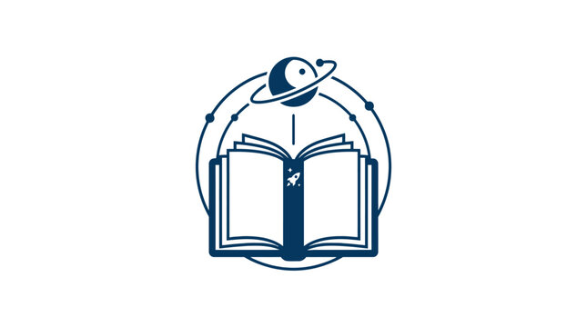 Educational book with space rocket exploration