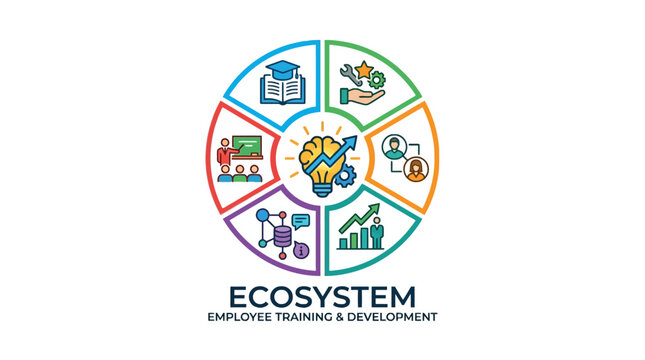 Employee training and development ecosystem infographic