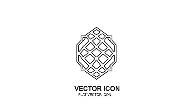 Geometric pinecone outline icon with structural line design.