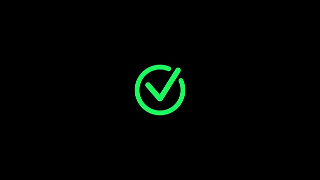 Minimalist success tick button motion graphic loop with alpha channel.video...