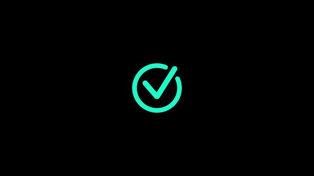 Minimalist success tick button motion graphic loop with alpha channel.video...