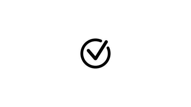 Minimalist success tick button motion graphic loop with alpha channel.video...