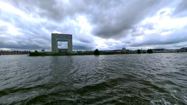 A'DAM Lookout Viewed from the IJ River, Amsterdam