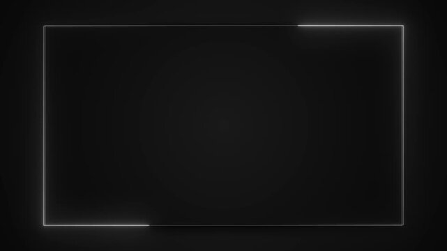 Minimal black frame thin white glowing border, soft shadow, dark empty center, clean modern style. titles, product displays, luxury promos, presentation screens, elegant overlays, simple layouts.