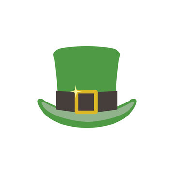 Flat Green Leprechaun Top Hat Icon for St. Patrick's Day Design