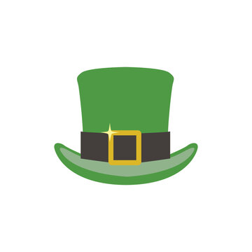 Flat Vector Green Leprechaun Top Hat Icon for St. Patrick's Day Design