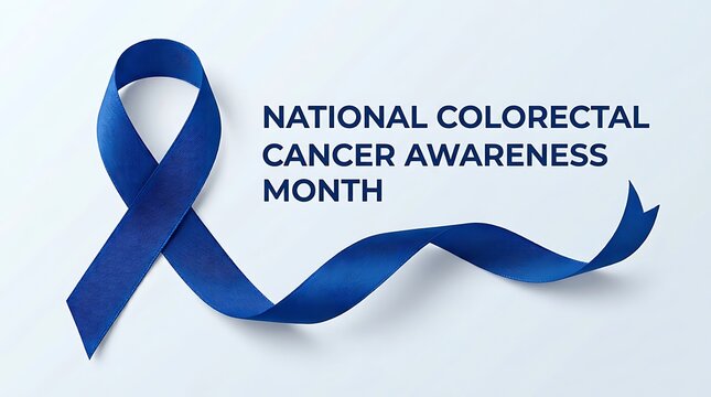 National colorectal cancer awareness month blue ribbon with colorectal, oncology