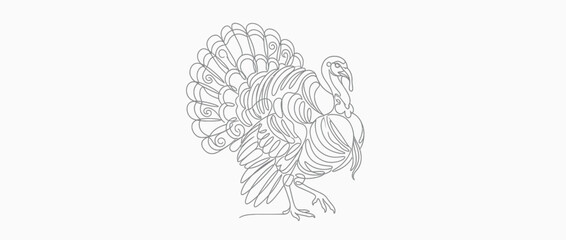 Stylized Turkey Silhouette Line Art © Teh