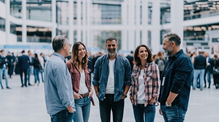 Obraz premium Professionals collaborate through conversations, workshops, and conference meetings focused on innovation, communication, and business development.