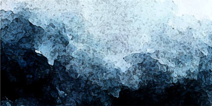 Ice texture abstract detail close-up with cool blue and white color contrast with dark background and a frozen surface.