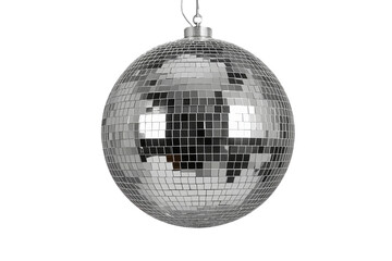Fototapeta premium Reflecting disco ball creating an atmosphere of celebration and classic party vibes, isolated on transparent background