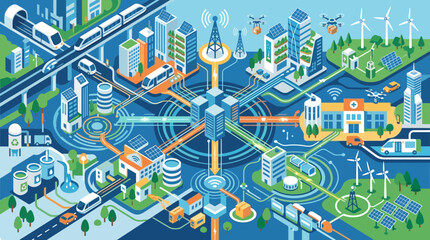 Smart City Infrastructure and Digital Network Integration Concept © Wang