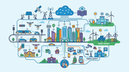 Smart City Network Infrastructure and Modern Urban Technology Concept © Wang