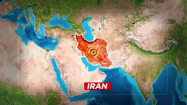 Iran Location Pin Marker on World Map Animation
