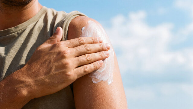 Sun protection concept for sunscreen application skincare routine and ultraviolet defense in outdoor summer skin health and dermatological prevention wellness care
