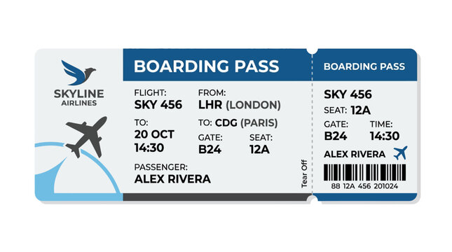 Airplane boarding pass ticket illustration.