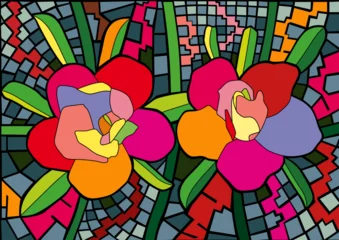 flower colorful stained glass background illustration vector © nantana