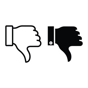 Disagree thumbs down icons. Reject and dislike vector signs