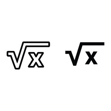 Mathematical square root symbols. Vector math icons