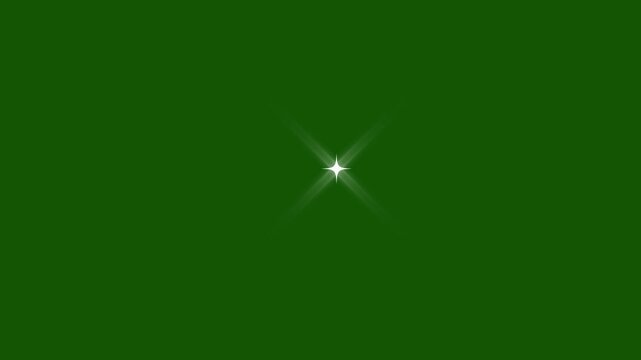 Sparkling star twinkle glitter white cartoon doodle animation, transparent green screen background with flat vector blinking shining light effect, 4K loopable festive starry sky overlay.