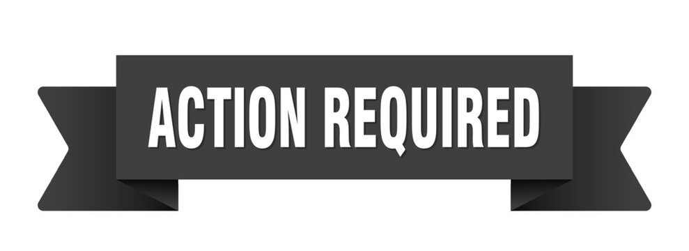 action required ribbon isolated on transparent background. action required ribbon