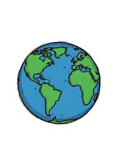 Fototapeta premium Hand-Drawn Planet Earth Globe Illustration, Sketchy World Map Doodle for Environmental and Global Concepts