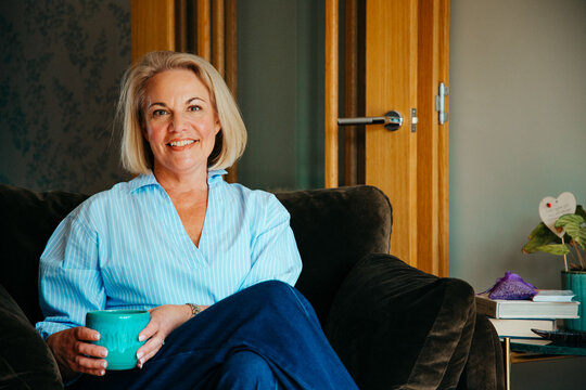 Indoor portrait of an attractive middle aged woman 