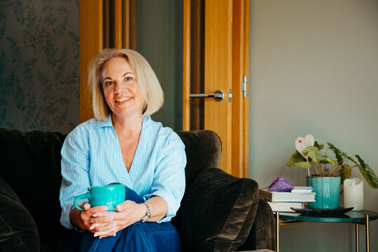 Smiling portrait of attractive middle aged woman