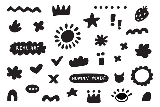 Hand drawn doodle elements collection. Decorative doodle shapes set. For notes, planners, presentations and creative design projects.