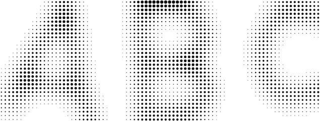 Halftone letters a, b, c isolated on white background © PNG Stock 