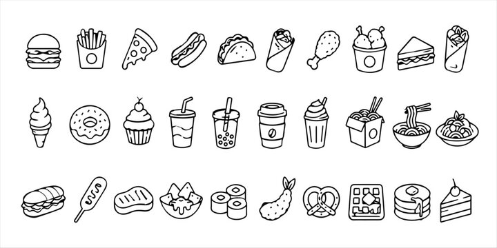 Vector line art 30 Fist Food I con