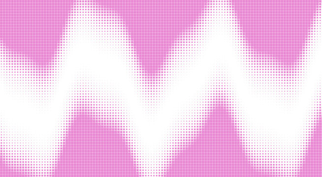 Halftone soundwave pattern with repeating curves and dots on transparent background audio wave waveform sonic vibration frequency amplitude
